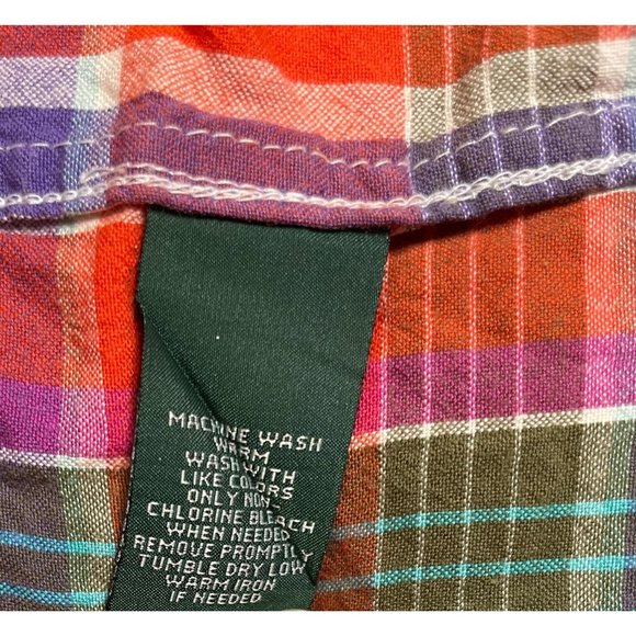 LRL Ralph Lauren Jeans Co Button Front Shirt Long Sleeve orange Plaid Women 1X C - Picture 5 of 7